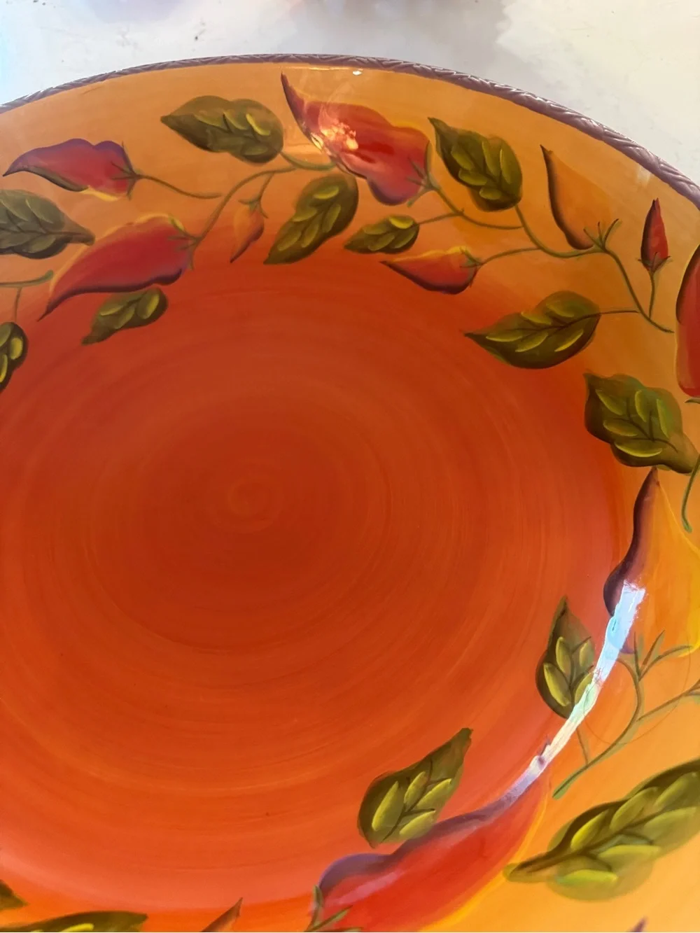 Clay Art Chili Fiesta Large Serving Bowl Hand Painted Stonelite 16